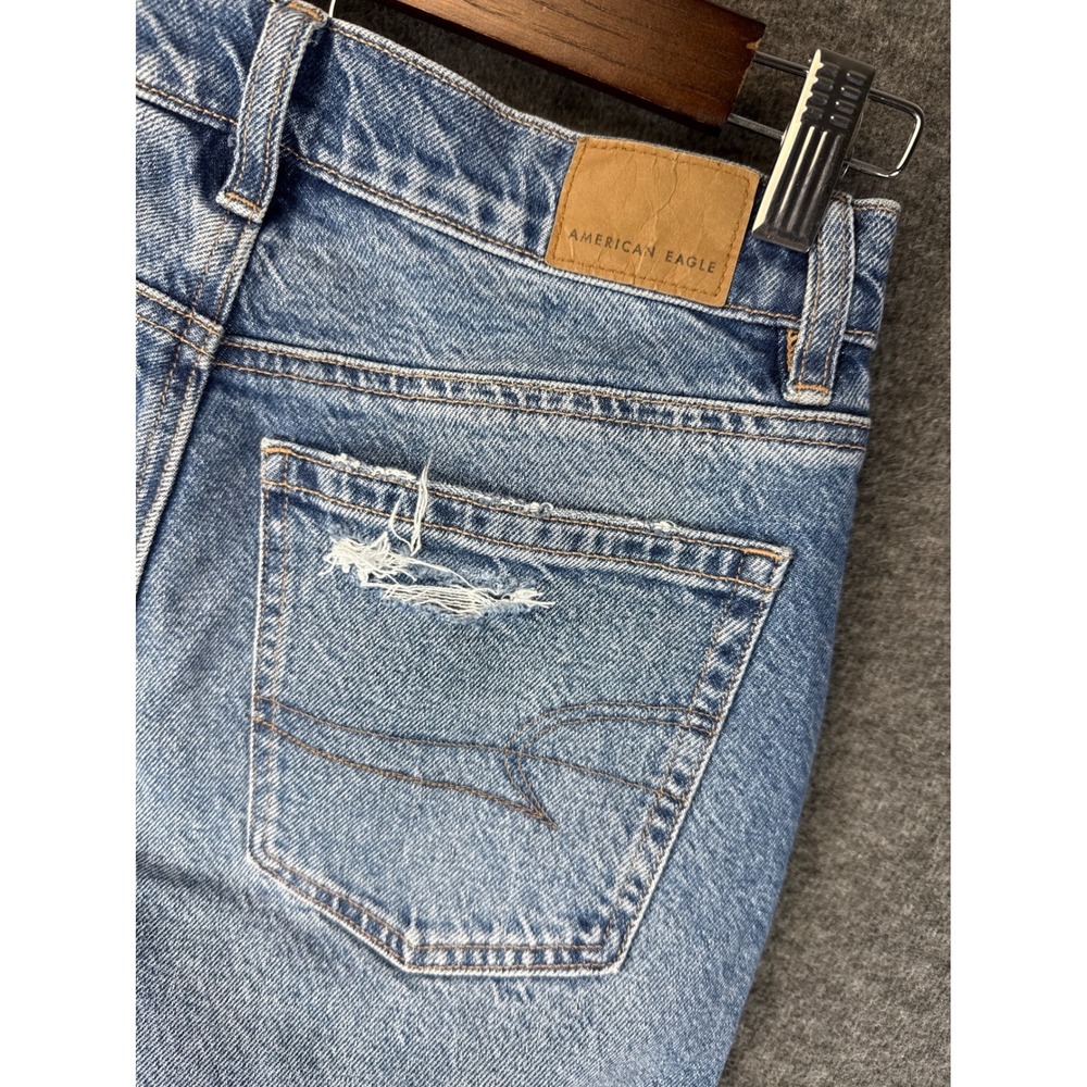 American Eagle Super High Rise Ankle Straight Distressed Jeans Blue Womens XS 00 - Picture 13 of 15